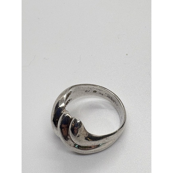 Vintage GJ‎ Signed Solid Wavy Chunky Ring Size 8.5 Sterling Silver 925 Ring 8g - Picture 11 of 13